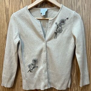 LOFT cream color wool cardigan with 3/4 sleeves